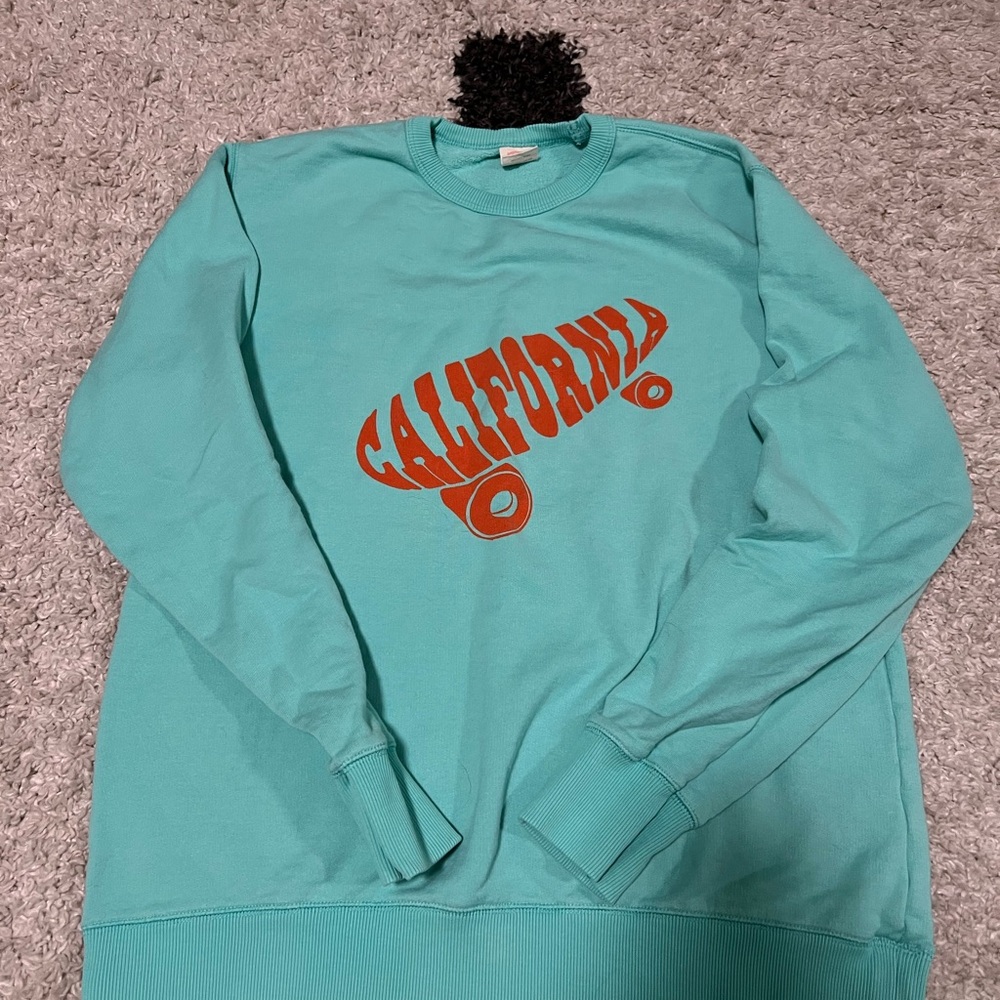 Soffe Aqua Sweatshirt with Bold Orange Design